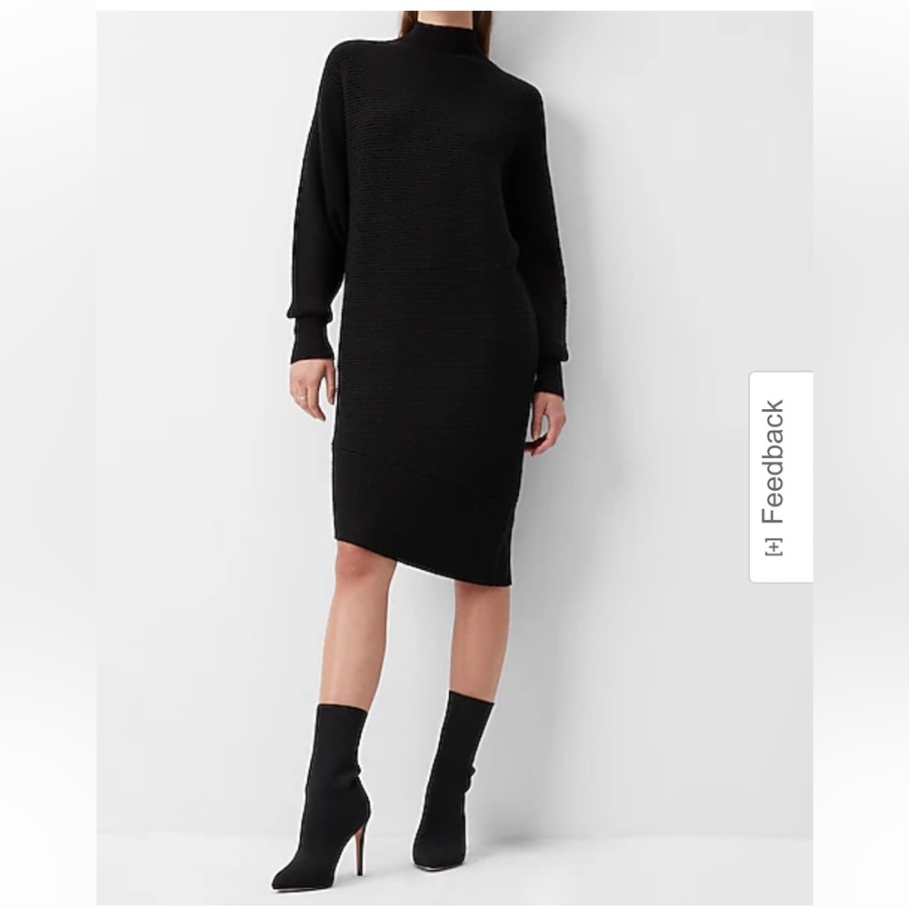 Express Turtleneck Asymmetrical Hem Midi Sweater Dress